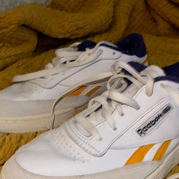 Purple, White, and Yellow Men’s Reebok Classics - Picture 2 of 4